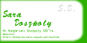 sara doszpoly business card